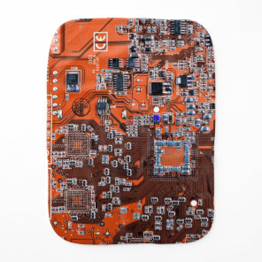 Orange PCB Circuit Board Design for IT Pros Burp Cloth