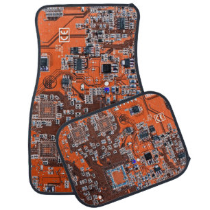 Orange PCB Circuit Board Design for IT Pros Car Floor Mat