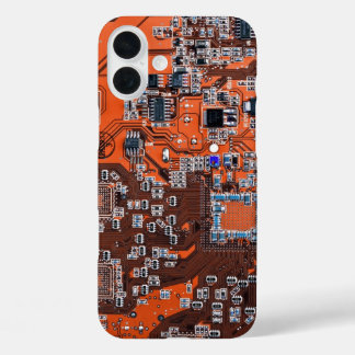 Orange PCB Circuit Board Design for IT Pros iPhone 16 Plus Case