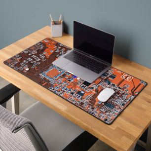 Orange PCB Circuit Board Design for IT Pros Desk Mat