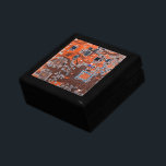 Orange PCB Circuit Board Design for IT Pros Gift Box<br><div class="desc">The Ultimate Aesthetic for Tech Visionaries Redefine your professional space with this high-definition graphic featuring a detailed Printed Circuit Assembly (PCBA). Captured in vibrant, deep orange tones with crisp silver and white conductive traces, this design showcases the intricate architecture of modern electronics—including integrated circuits, resistors, and capacitors—in stunning clarity. The...</div>