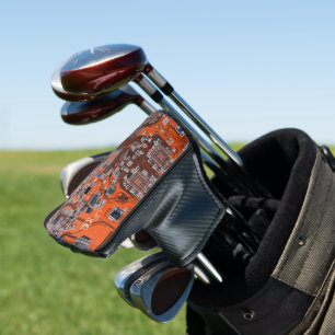 Orange PCB Circuit Board Design for IT Pros Golf Head Cover