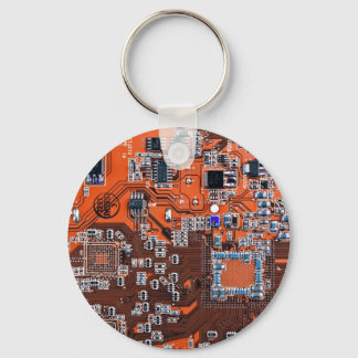 Orange PCB Circuit Board Design for IT Pros Keychain