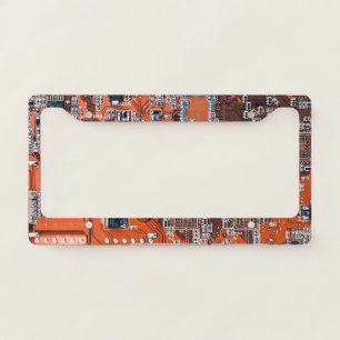 Orange PCB Circuit Board Design for IT Pros License Plate Frame