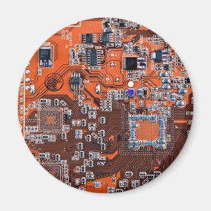Orange PCB Circuit Board Design for IT Pros Magnet