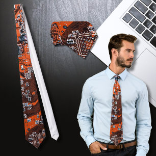 Orange PCB Circuit Board Design for IT Pros Neck Tie