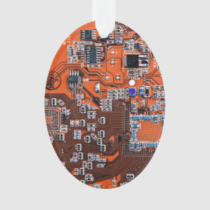 Orange PCB Circuit Board Design for IT Pros Ornament