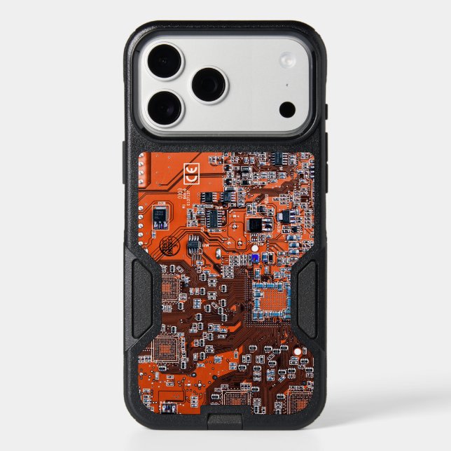 Orange PCB Circuit Board Design for IT Pros Otterbox iPhone Case (Back)