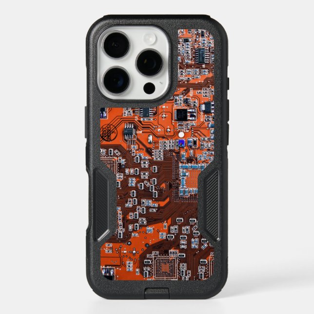 Orange PCB Circuit Board Design for IT Pros Otterbox iPhone Case (Back)