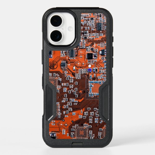 Orange PCB Circuit Board Design for IT Pros Otterbox iPhone Case (Back)