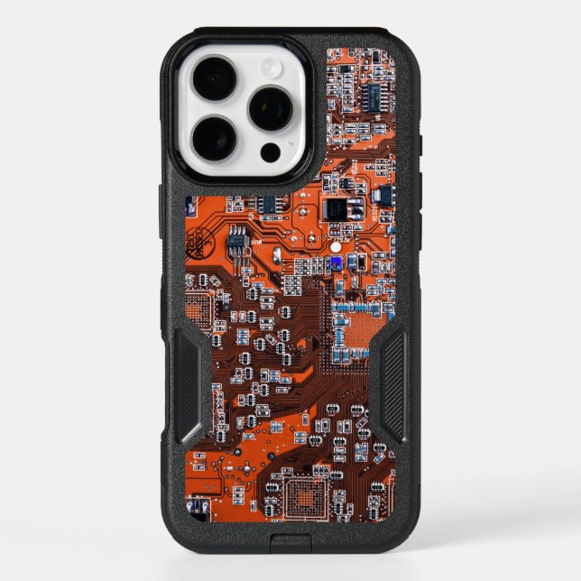Orange PCB Circuit Board Design for IT Pros Otterbox iPhone Case (Back)
