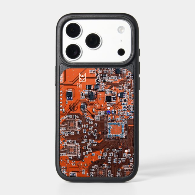 Orange PCB Circuit Board Design for IT Pros Otterbox iPhone Case (Back)