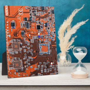 Orange PCB Circuit Board Design for IT Pros Plaque
