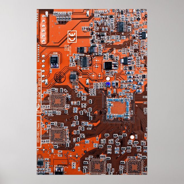 Orange PCB Circuit Board Design for IT Pros Poster (Front)