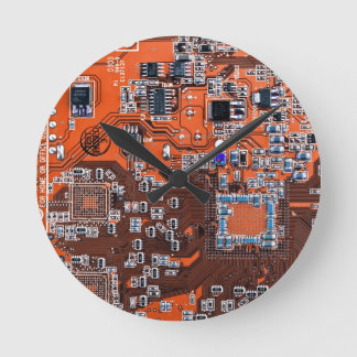 Orange PCB Circuit Board Design for IT Pros Round Clock