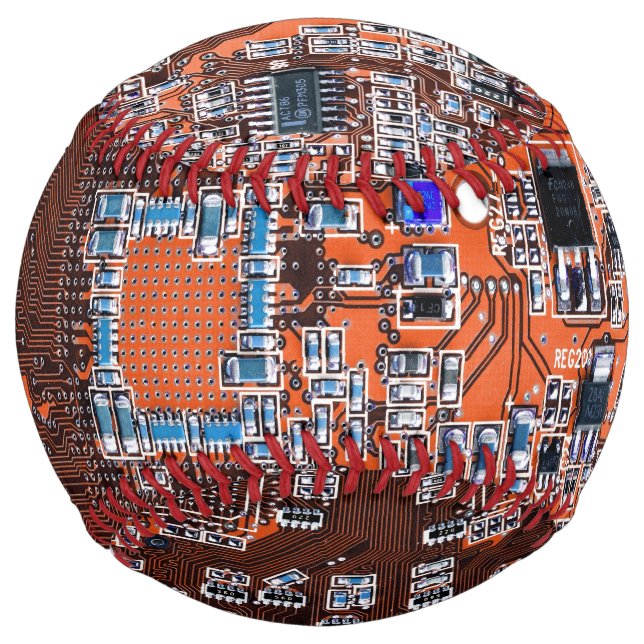 Orange PCB Circuit Board Design for IT Pros Softball (Front)