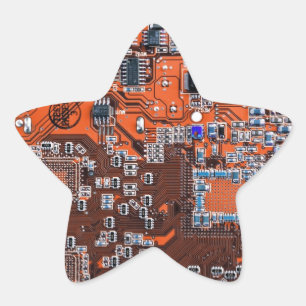 Orange PCB Circuit Board Design for IT Pros Star Sticker