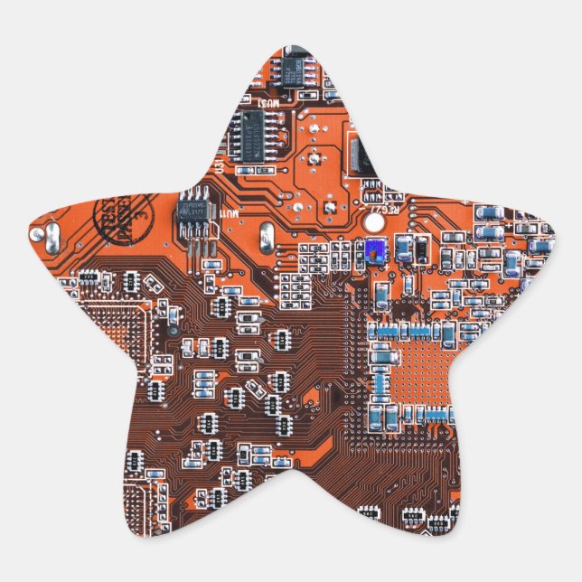 Orange PCB Circuit Board Design for IT Pros Star Sticker (Front)