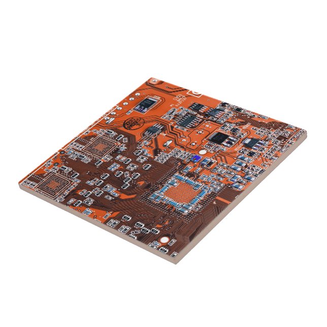 Orange PCB Circuit Board Design for IT Pros Tile (Side)