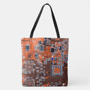 Orange PCB Circuit Board Design for IT Pros Tote Bag