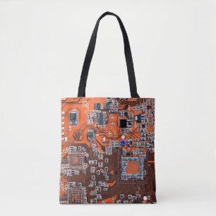 Orange PCB Circuit Board Design for IT Pros Tote Bag
