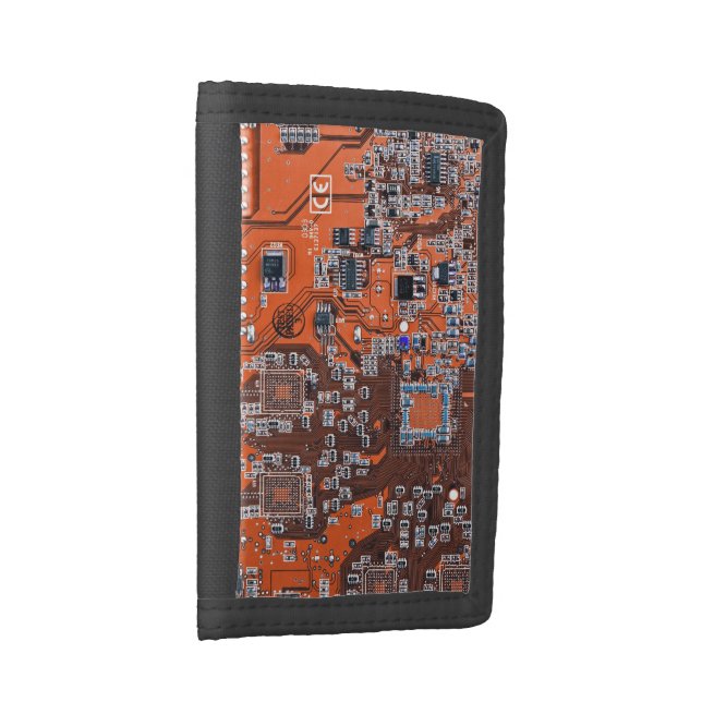 Orange PCB Circuit Board Design for IT Pros Trifold Wallet (Side)