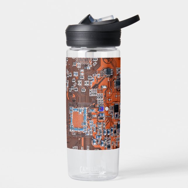 Orange PCB Circuit Board Design for IT Pros Water Bottle (Left)