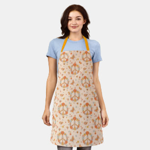 Orange Peace Floral Pattern Apron
