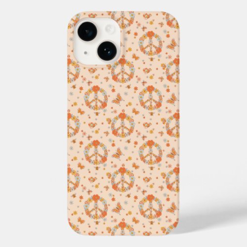 Orange Peace Floral Pattern Case_Mate iPhone 14 Case