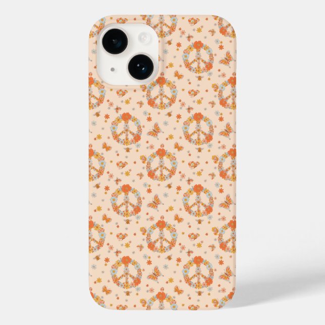 Orange Peace Floral Pattern Case-Mate iPhone Case (Back)