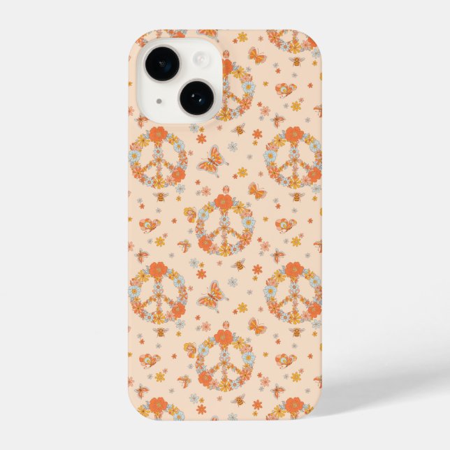 Orange Peace Floral Pattern iPhone Case (Back)