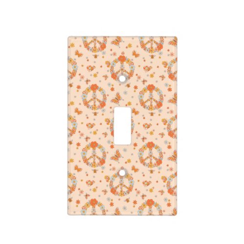 Orange Peace Floral Pattern Light Switch Cover