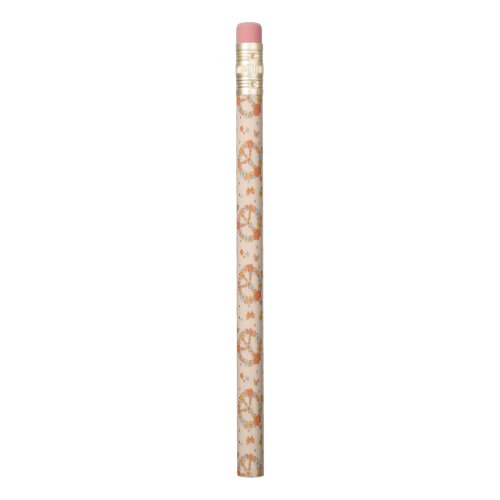 Orange Peace Floral Pattern Pencil