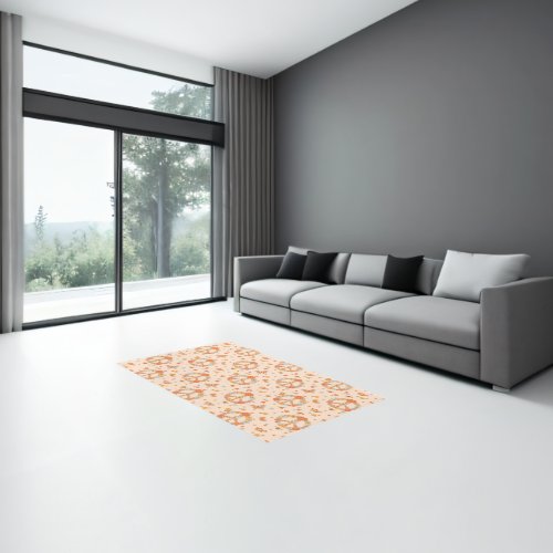 Orange Peace Floral Pattern Rug