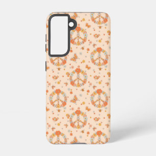 Orange Peace Floral Pattern Samsung Galaxy S21 Case