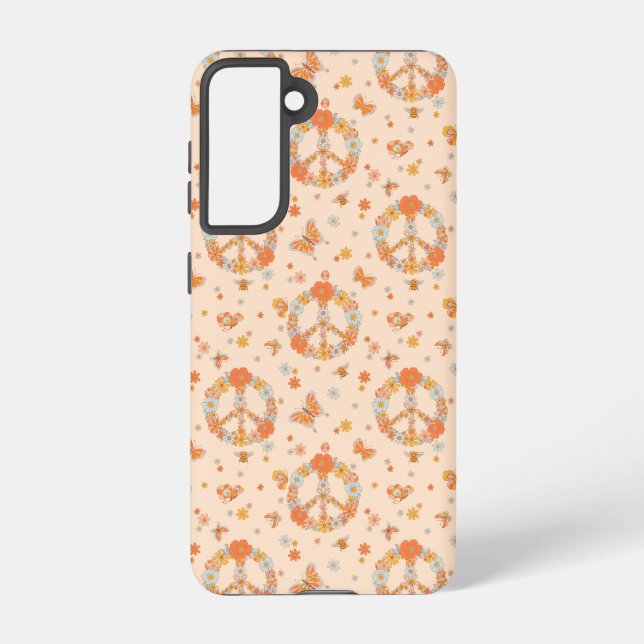 Orange Peace Floral Pattern Samsung Galaxy Case (Back)