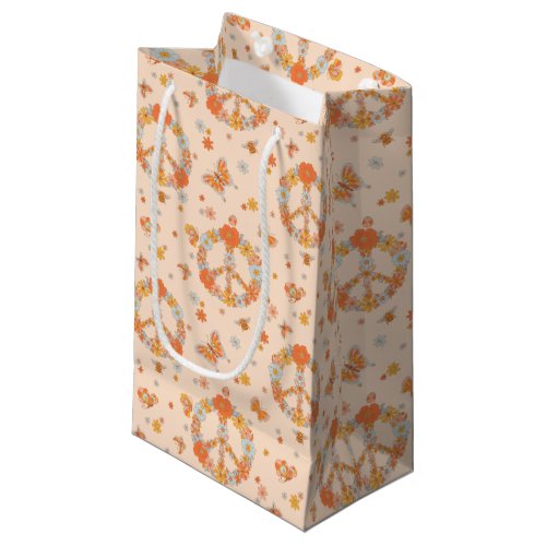 Orange Peace Floral Pattern Small Gift Bag