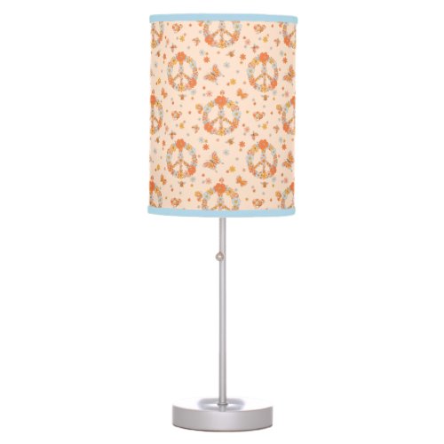 Orange Peace Floral Pattern Table Lamp