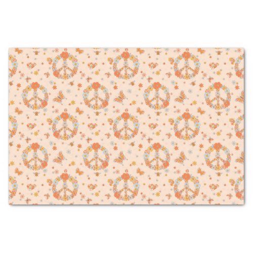 Orange Peace Floral Pattern Tissue Paper