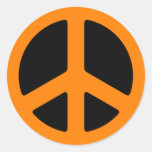 Orange Peace Sign Classic Round Sticker