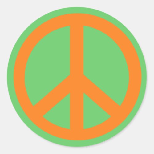 Orange Peace Sign Products Classic Round Sticker