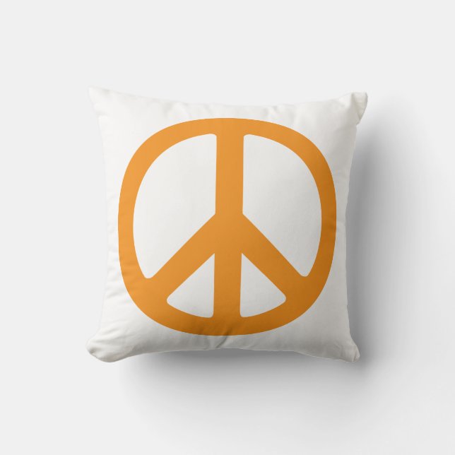 Orange Peace Sign Throw Pillow (Front)
