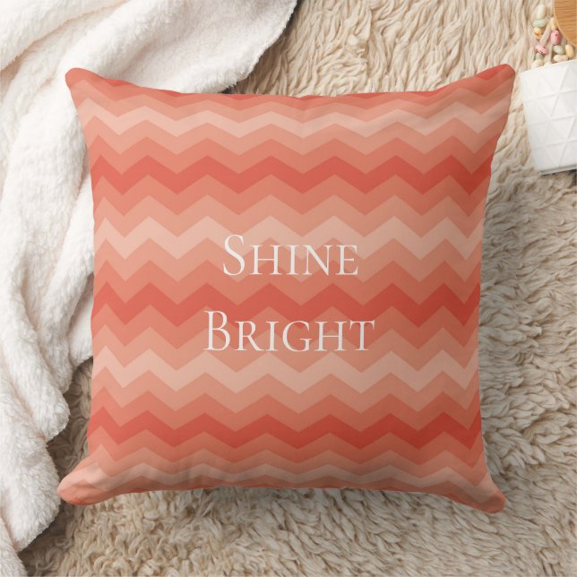 Orange Peach Chevron Throw Pillow (Blanket)