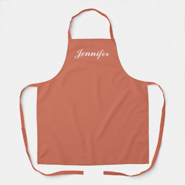Orange Peach Girly Script Monogram Personalized Apron (Front)