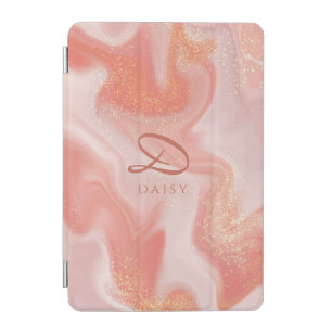 Orange Peach Gold Glitter Marble Customizable iPad Mini Cover