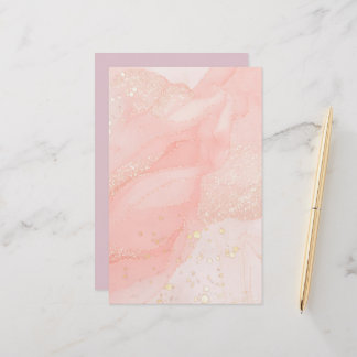 Orange Peach Liquid Marble Glitter Stationery