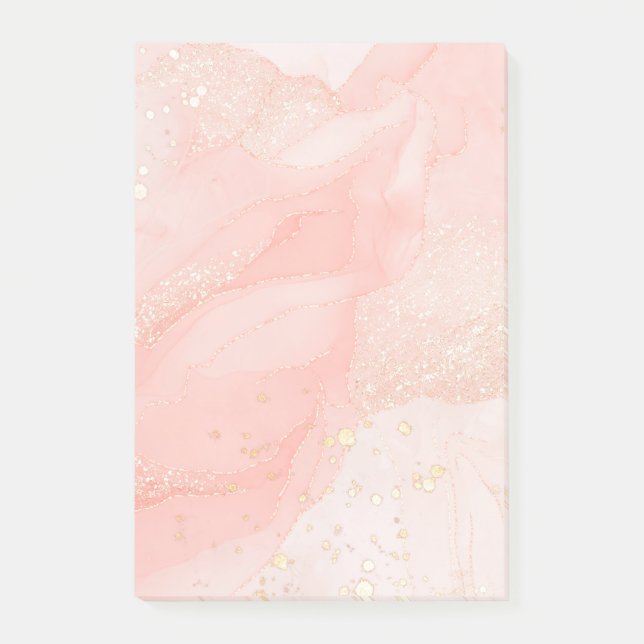 Orange Peach Liquid Marble Post-It® Notes, 4" x 6" Post-it Notes (Front)