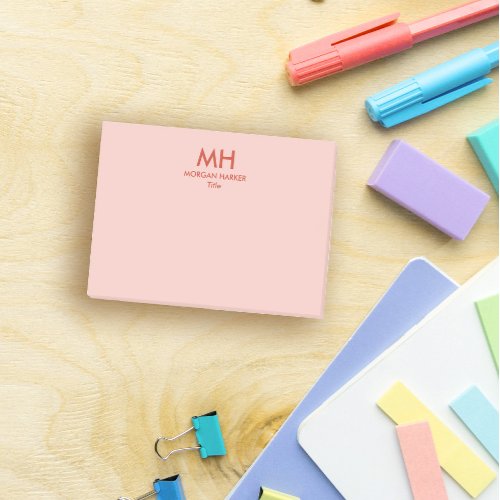 Orange Peach Minimal Clean Initials Post_it Notes