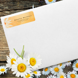 Orange Peach Retro Mod Geometric Flower Label