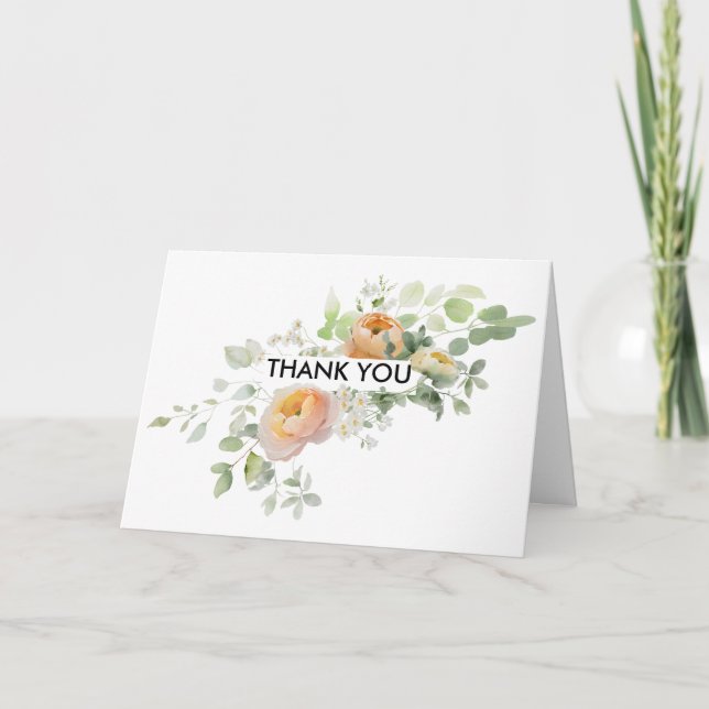 Orange Peach Tulip Folded Thank You Card (Front)